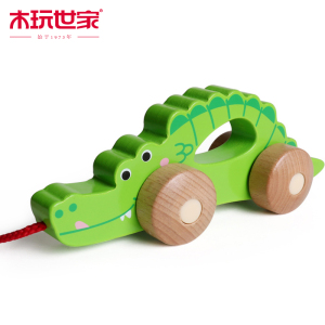 木玩世家iwood拖拉小动物推车儿童学步车 益智户玩具小车3-6周岁