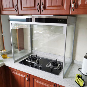 厨房开放式油烟机架子气灶台玻璃罩挡油板防油贴纸防油罩玻璃隔挡