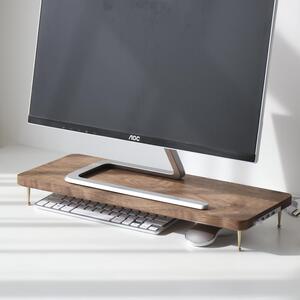 简约胡桃木多功能办公桌面收纳架显示器增高架抬高架笔记本扇热架