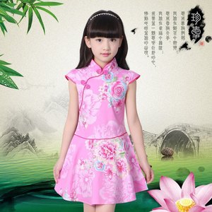 巴拉bala韩系儿童旗袍夏季新款裙子3-5-7-9-12岁孩子女童女孩连衣