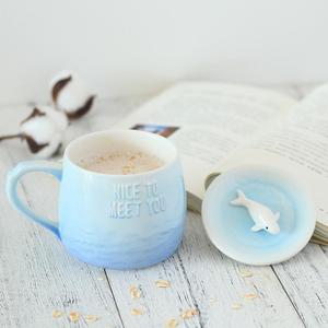 个性创意带盖勺简约陶瓷马克杯学生早餐牛奶咖啡办公室大肚水杯子