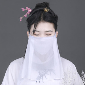 古风防晒面纱汉服纯色面纱女古风配饰遮脸遮面半透头饰百搭配饰飘