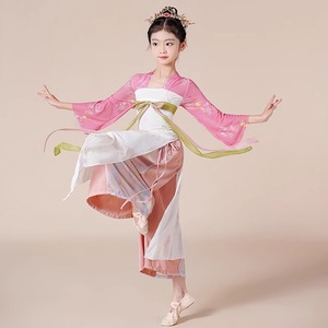 六一古典舞蹈服中国风扇子舞身韵飘逸齐胸汉服表演服装少儿演出服