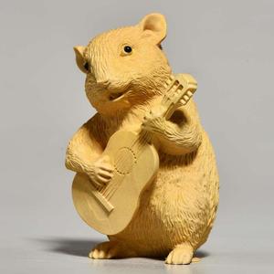 黄杨实木雕刻老鼠摆件木头根雕生肖鼠手摆件文玩仓鼠车内装饰礼品