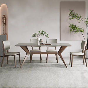 双虎家具侘寂中古风实木餐桌2024年新款美式法式家庭高端复古奶油