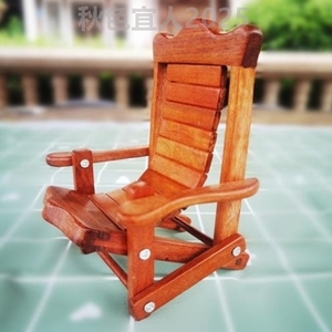 摆设躺椅小椅子桌面支架木头玩具摆件仿实木椅手机迷你过家家