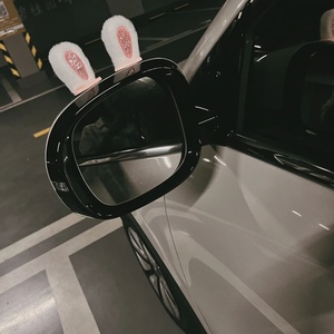 可爱毛绒兔耳朵电动汽车外部装饰后视镜摆件方向盘内饰贴改造配件