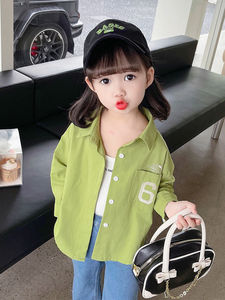 品巴拉巴拉韩系女童衬衫春秋款中小童女宝宝洋气长袖纯棉衬衣外套