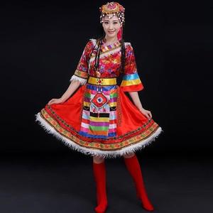2024藏族舞蹈演出服春新款少数民族服装西藏衣服广场舞套装女成人
