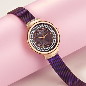 沃力仕品牌手表时尚璀璨镶钻手表女士米兰网带手表防水手表 女士