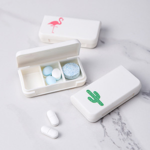 迷你卡通便携小药盒分装药盒随身三格收纳分药盒迷你药品丸盒子