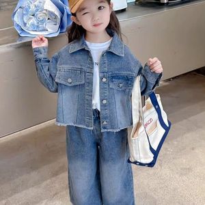 巴拉巴柆韩系女童春秋季牛仔套装2024春季儿童外套牛仔裤两件套女