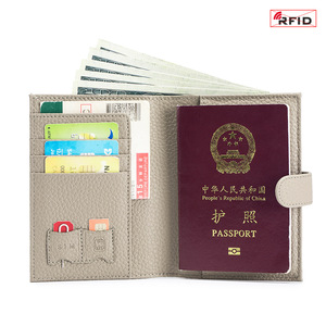头层牛皮超薄护照包RFID多功能钱包收纳包机票夹真皮证件皮夹女