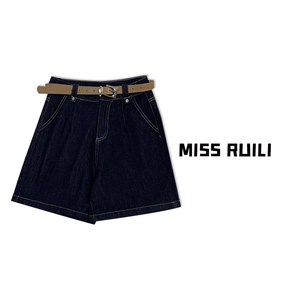 MISS RUILI定制 高货/韩系高腰时尚直筒百搭单宁五分牛仔裤A7092