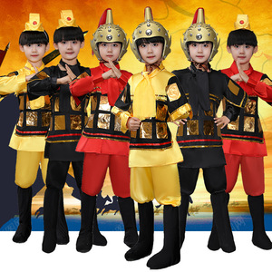 满江红演出服儿童古代士兵盔甲花木兰六一节的衣服表演服装朗诵服