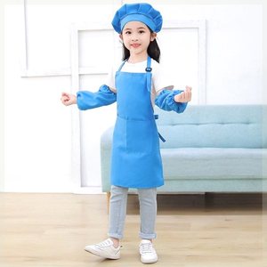 儿童厨房围裙加帽子厨师服烘焙套装小围裙女孩公主吃饭绘画画护衣