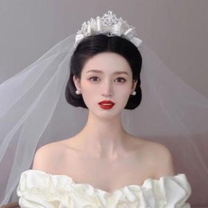 奢华皇冠公主新娘配蝴蝶结婚纱结婚旅拍饰品新款时尚韩式高级唯美