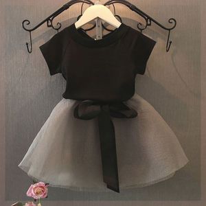 女童短袖+纱裙套装夏装新款2023韩版儿童t恤半身短裙两件套装