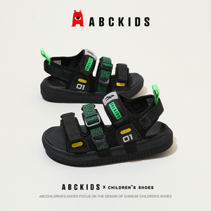 ABCkids童鞋夏季2024新款透气黑色鞋子男童沙滩鞋休闲运动凉鞋男