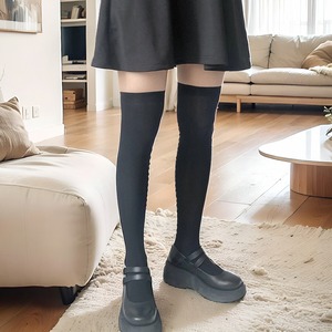 黑白色天鹅绒jk袜子lo裙短袜纯欲过膝压力袜薄款中筒半腿袜白丝袜