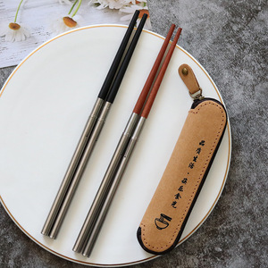 旅游折叠筷子红木黑檀木不锈钢便携伸缩筷子户外餐具上班族学生