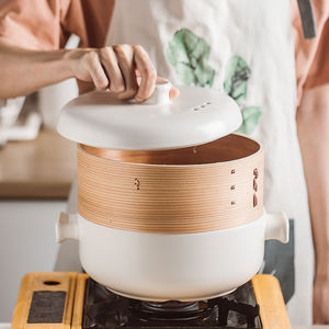 日式蒸笼煲汤砂锅炖锅家用石锅沙锅明火耐高温陶瓷锅灶用小蒸锅