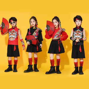 六一儿童演出服幼儿园啦啦队表演服女童古筝旗袍男童汉服打鼓服装