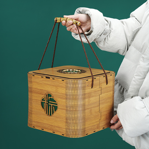 新款端午粽子礼盒包装盒高档竹木手提礼品盒粽子咸鸭蛋伴手礼空盒