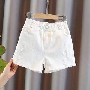 女童牛仔短裤夏季外穿2024新款大童白色休闲裤子儿童夏天热裤薄款