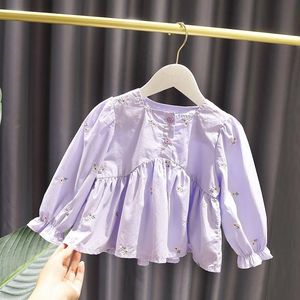 巴拉巴柆1-5岁女宝宝宽松衬衫上衣3女婴儿童秋装韩版女童小清新长