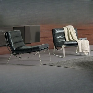 意大利natuzzi纳图兹Cammeo 真皮休闲懒人金属框架设计师款单人椅