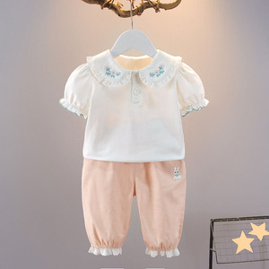 1-4-5岁清货女童夏装套装宝宝短袖T恤夏季儿童装上衣婴儿衣服韩版