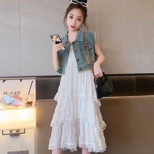 巴拉巴柆韩系女童套装吊带裙夏季新款韩版中大童洋气女孩牛仔上衣