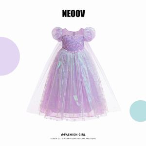 【品牌】夏季女童苏菲亚公主裙小女孩生日礼服紫色连衣裙蓬蓬裙