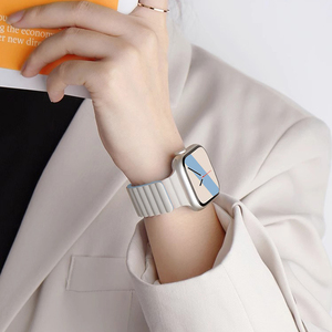适用于苹果S9手表表带iwatch双色硅胶磁吸applewatch8/7/6/5/4代SE新款小众高级感运动创意透气ultra官方同款