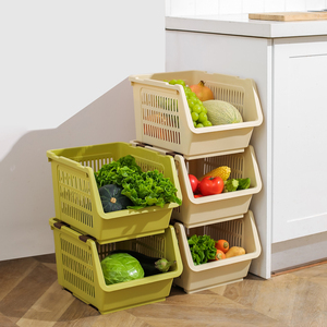 厨房置物架多层蔬菜家用菜篮子置物架塑料收纳筐落地放菜架子