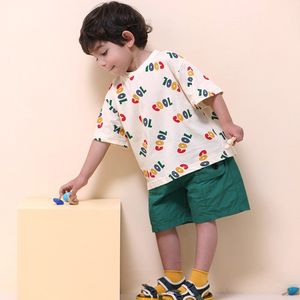 巴拉巴柆儿童男童短袖套装薄款夏季纯棉宽松上衣宝宝洋气两件套学