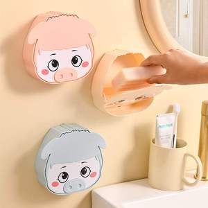 卫生间可爱猪猪卡通免打孔壁挂肥皂盒创意网红北欧沥水香皂置物架