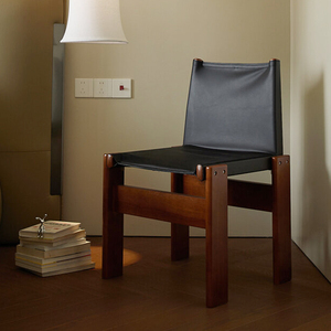 法式设计僧侣椅复古实木餐椅休闲侘寂风单人中古家具咖啡书桌椅子