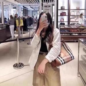 Burberry/巴宝莉女包格纹小号托特包tote购物袋单肩斜挎包手提包