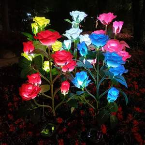 户外花园点缀装饰LED仿真花灯庭院装饰假花灯7头玫瑰花灯