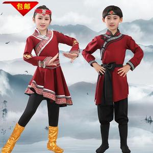 六一新款蒙古男女裙袍少数民族舞蹈演出服装蒙族筷子舞表演服儿童