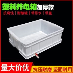 加厚塑料养龟箱带排水饲养草龟鳄龟周转盒巴西龟盆白色鱼池胶箱