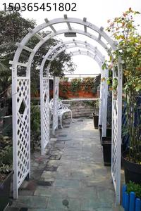 防腐木葡萄架室外拱门爬藤架阳台靠墙网格花架庭院花园白色栅栏门
