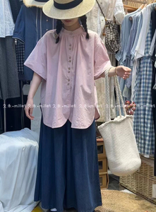 日系 夏季棉料衬衫上衣宽松大码女装复古文艺森系休闲显瘦短袖