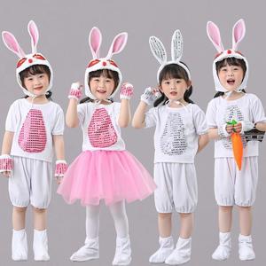 新款六一儿童兔子演出服小白兔动物表演服幼儿园兔子舞蹈纱裙服装