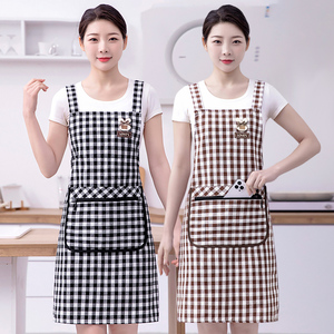 韩版时尚厨房家用围裙做饭2024新款加厚棉布女上班工作服透气围腰