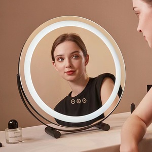 宜家【官方直销】led化妆镜子带灯家用台式桌面轻奢高级网红智能