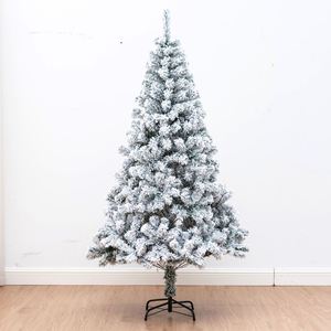 圣诞节1.8米雪树植绒树白树仿真高档加密松针白色1.5米雪景树落%/