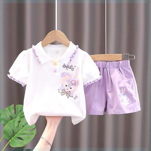 女童夏季韩系潮款套装2024新款洋气时髦春季婴儿童衣服三2一岁女